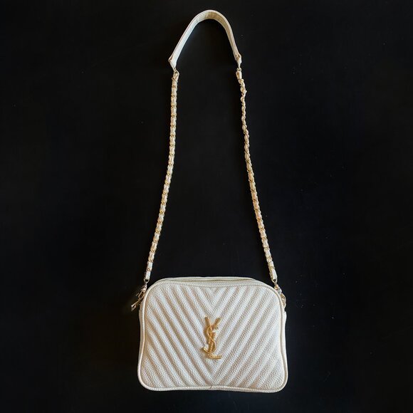 Saint Laurent Mini Lou Camera Grain De Poudre Matelasse Ivory Shoulder Bag - Picture 9 of 16